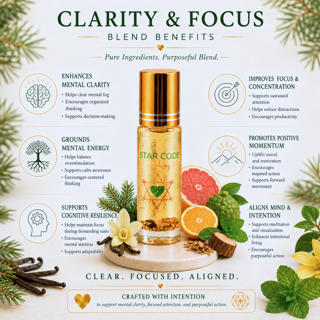 Clarity and Focus essential oil blend benefits — STAR CODE Alchemy Sedona