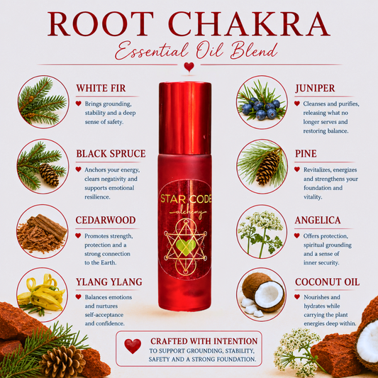 Root Chakra essential oil blend ingredients — STAR CODE Alchemy Sedona
