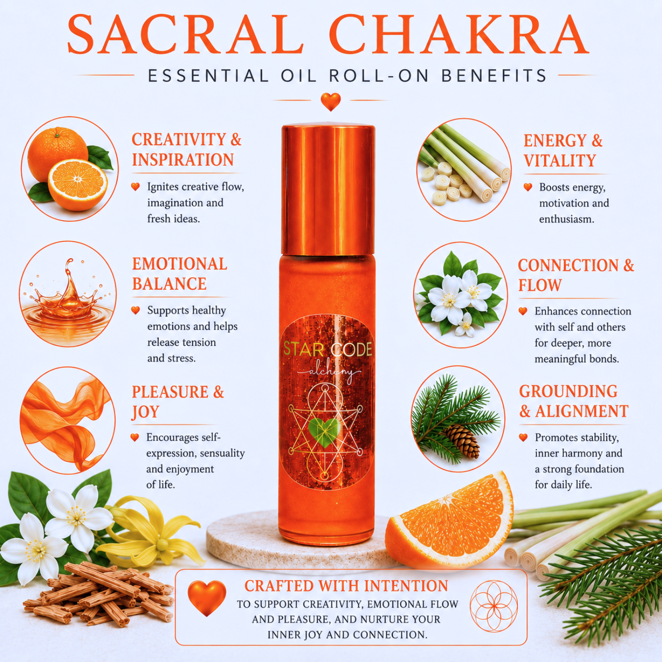 Sacral Chakra essential oil blend benefits — STAR CODE Alchemy Sedona