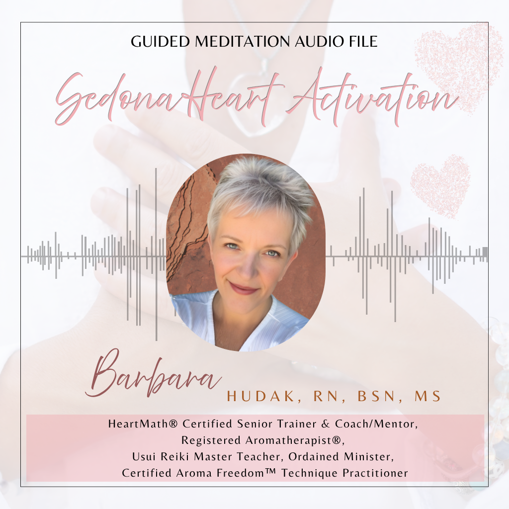 Guided meditation audio file cover with a portrait of Barbara Hudak, RN, BSN, MS