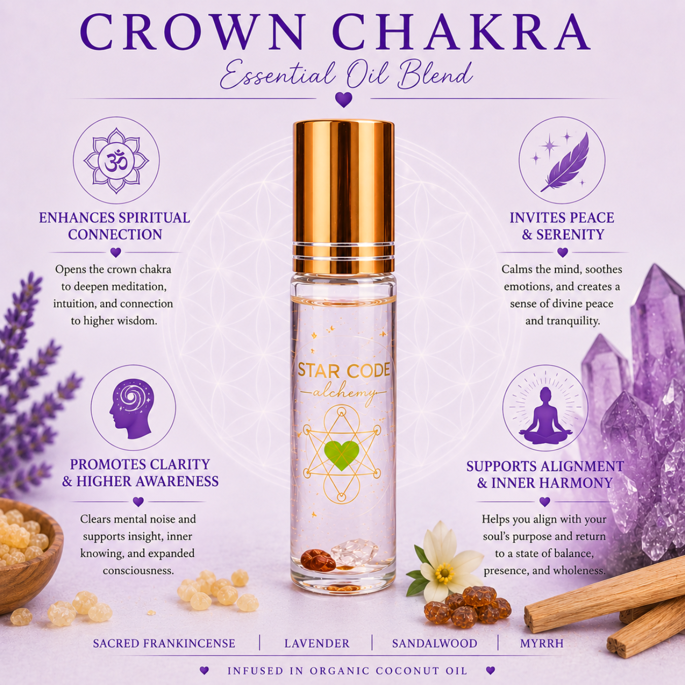 Crown Chakra essential oil blend benefits — STAR CODE Alchemy Sedona