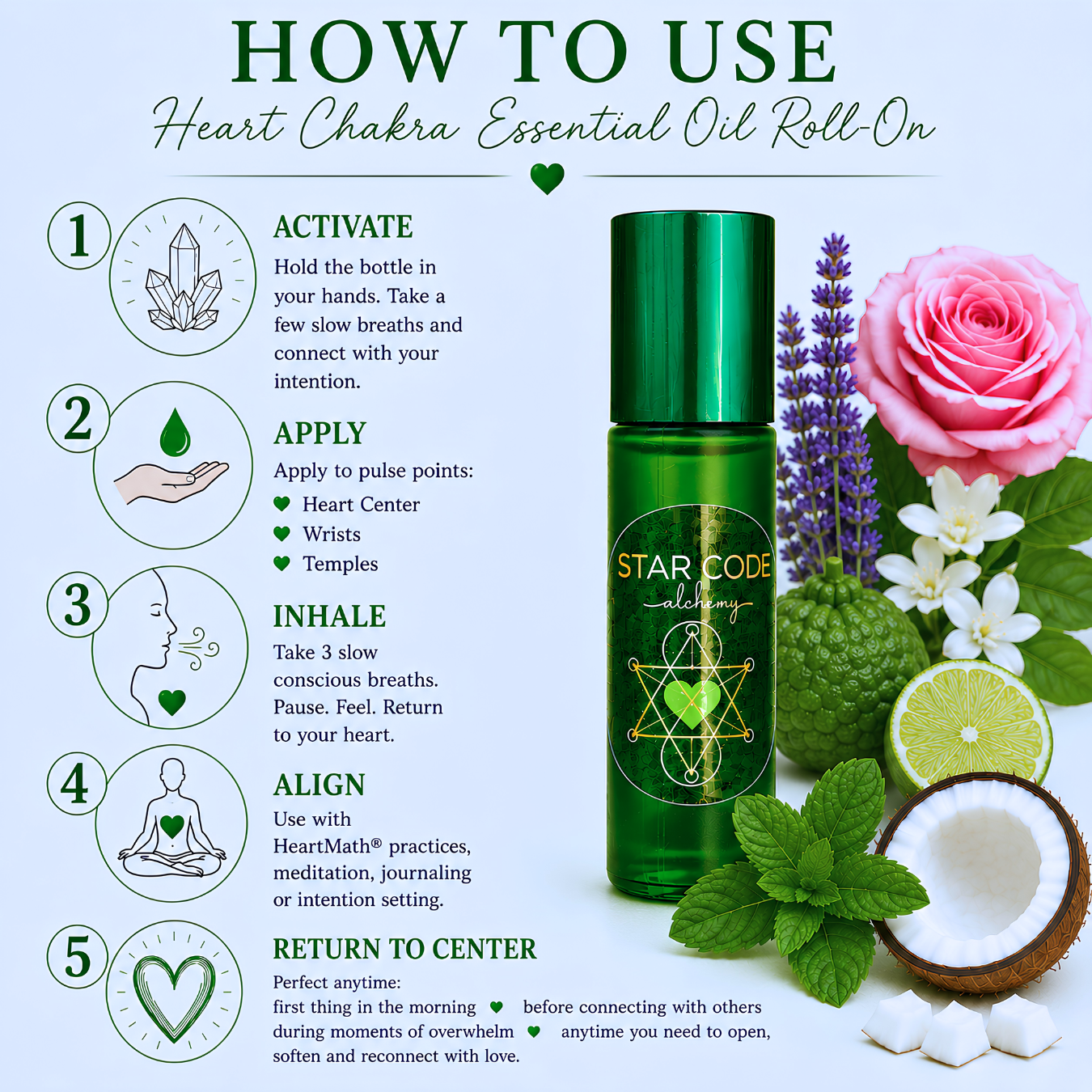 Heart Chakra essential oil roll-on how to use — STAR CODE Alchemy