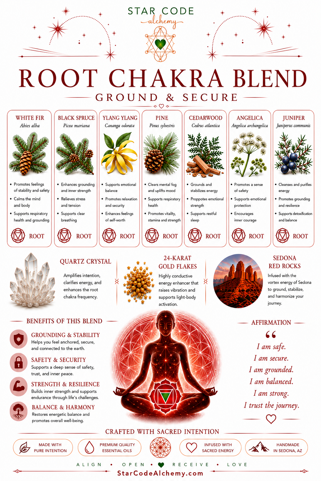 Star Code Alchemy ingredients and features. Made in Sedona, Arizona.