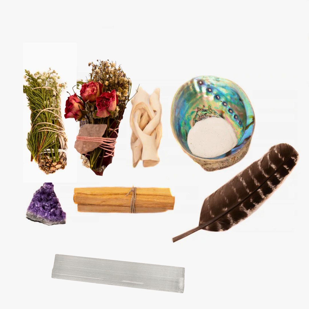 SEDONA DELUXE ROSE CRYSTAL SAGE SMUDGE KIT
