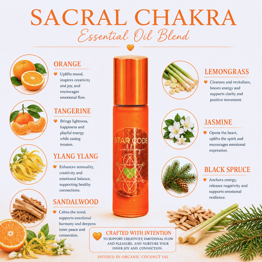 Sacral Chakra essential oil blend ingredients — STAR CODE Alchemy Sedona