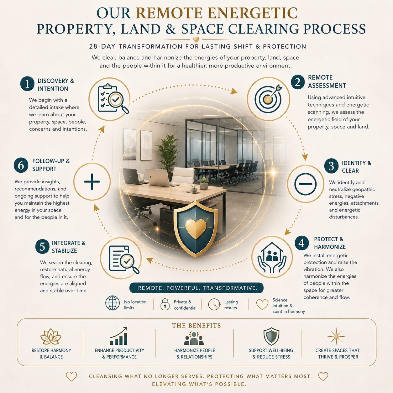 REMOTE ENERGETIC PROPERTY, LAND and SPACE CLEARING (SMALL OFFICE with fewer than 100 employees) 28-day process)