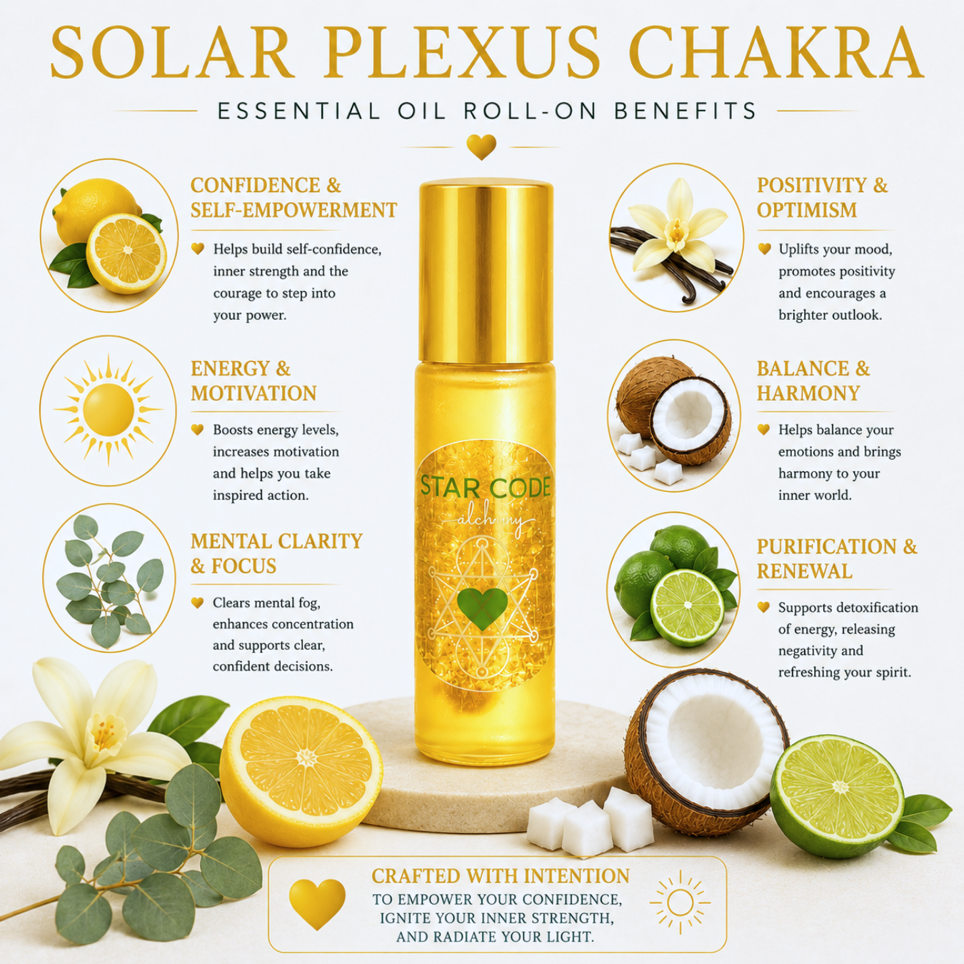 Solar Plexus Chakra essential oil blend benefits — STAR CODE Alchemy Sedona