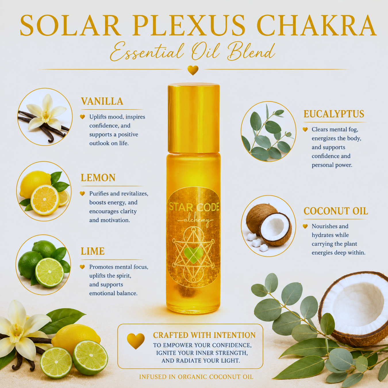 Solar Plexus Chakra essential oil blend ingredients — STAR CODE Alchemy Sedona