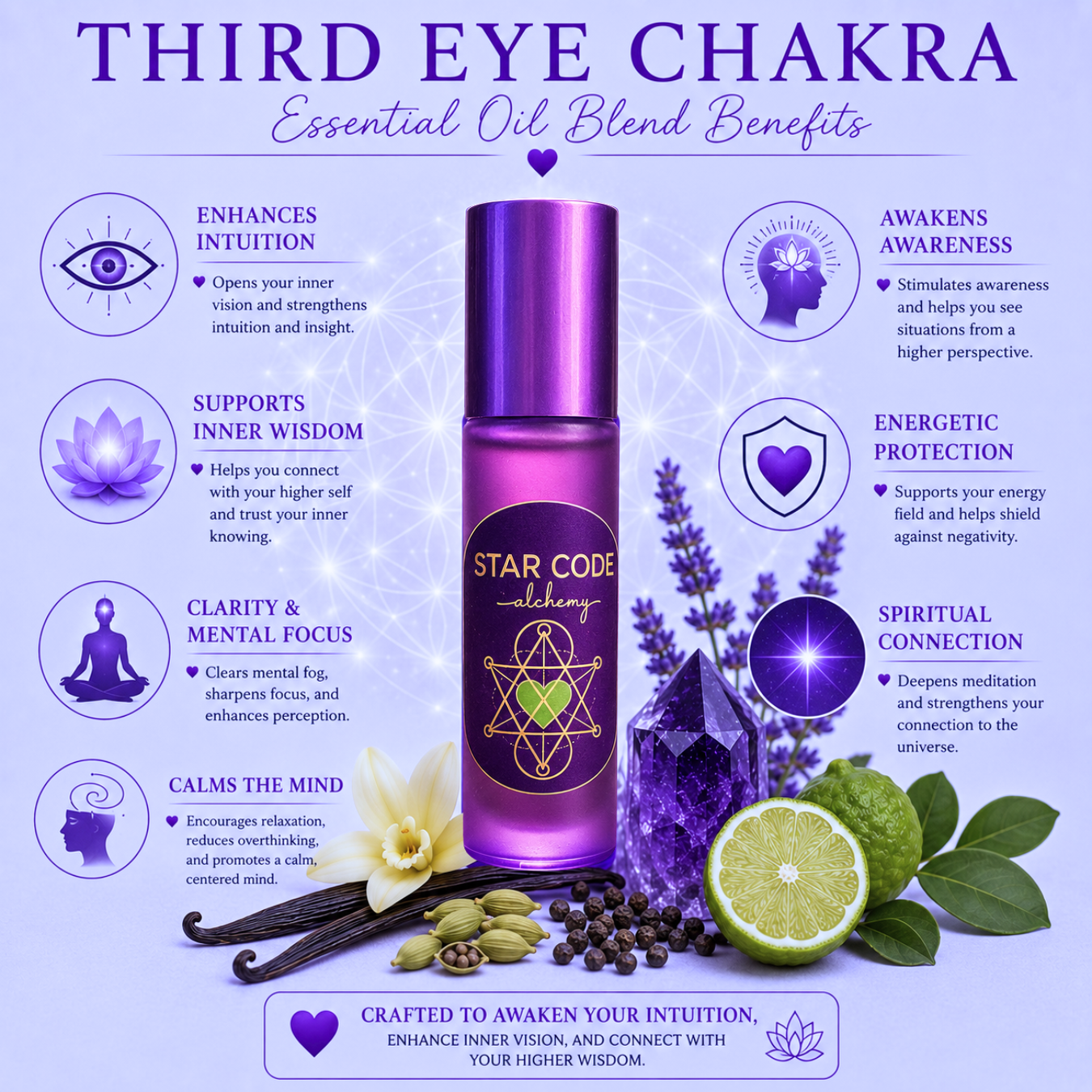Third Eye Chakra essential oil blend benefits — STAR CODE Alchemy Sedona