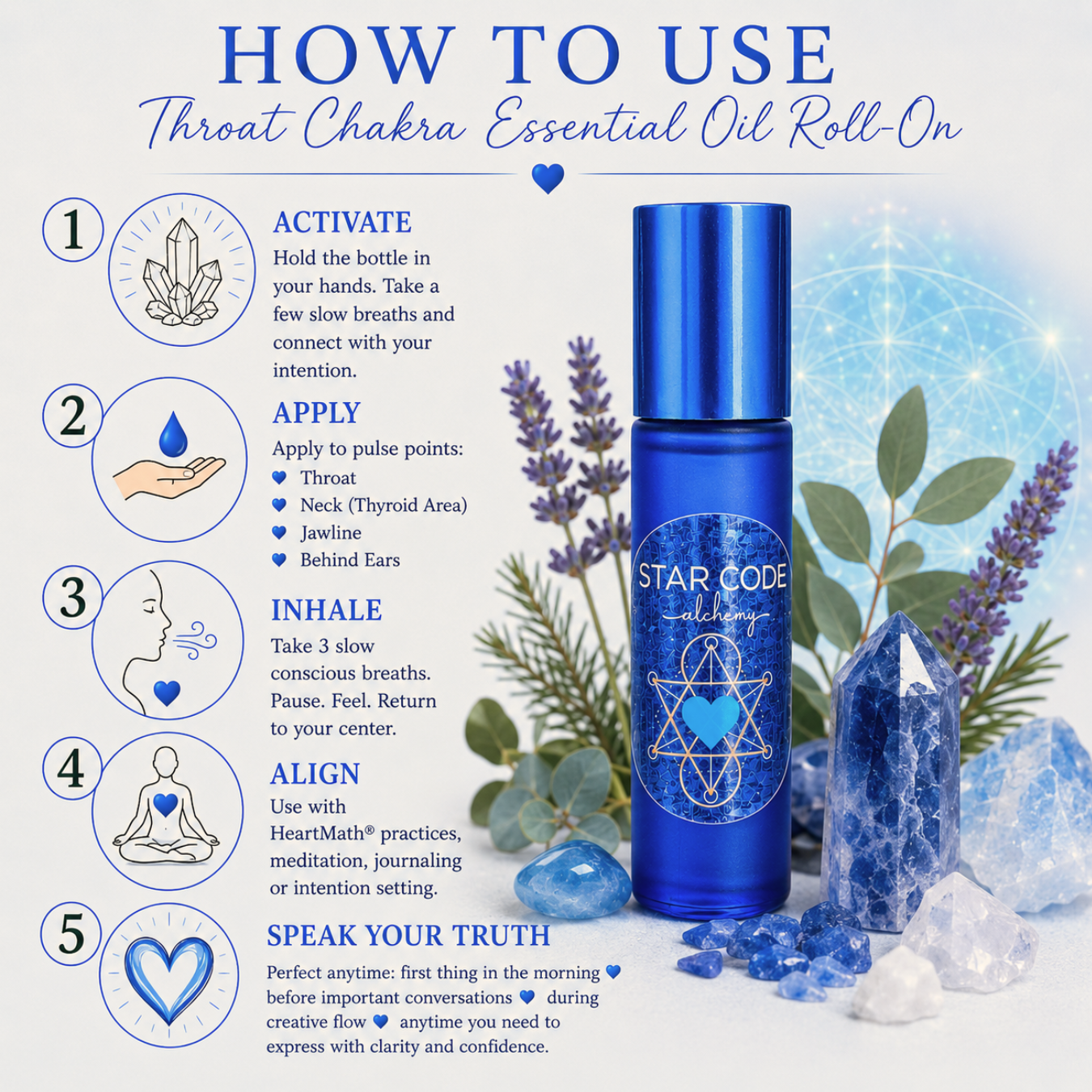 Throat Chakra essential oil roll-on how to use — STAR CODE Alchemy